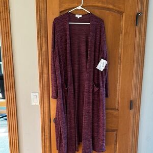LuLaRoe Maroon Knit Sarah Long Cardigan Duster XL NWT